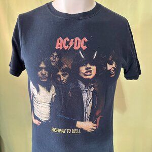 AC DC Highway to Hell 2011 Men's Dark Blue T Shirt Size Small Gildan Cotton